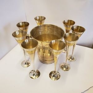 Silver plated Ice bucket w/ 8 goblets